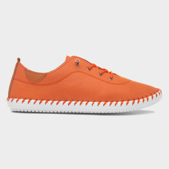 St Ives Leather Plimsoll | Orange