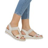 Rieker 67498 | Wedge Sandal | Off White