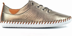 St Ives | Leather Plimsoll | Metallic Rose