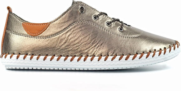 St Ives | Leather Plimsoll | Metallic Rose