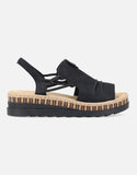 Rieker V7972 | Wedge Sandals | Black
