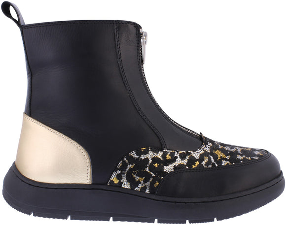 Adesso | Leather Boot | Inga Shimmering Lynx | Black/Gold