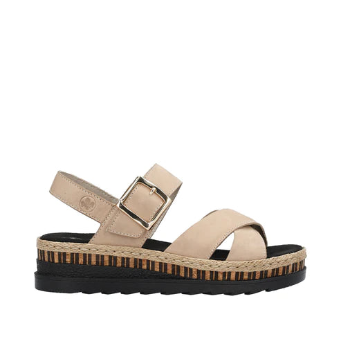 Rieker V7951-60 Ladies Sandals |Beige