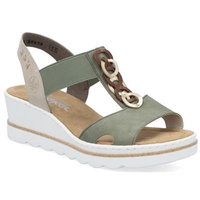 Rieker 67498 | Wedge Sandal | Green