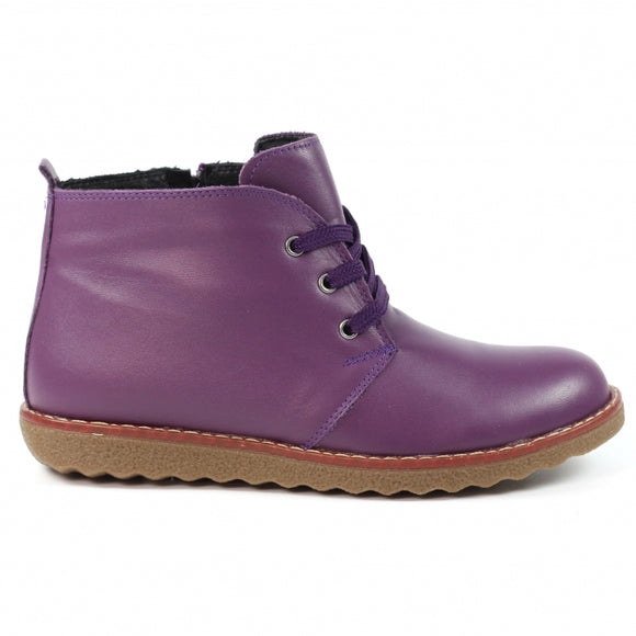 Claire | Leather Ankle Boot | Purple