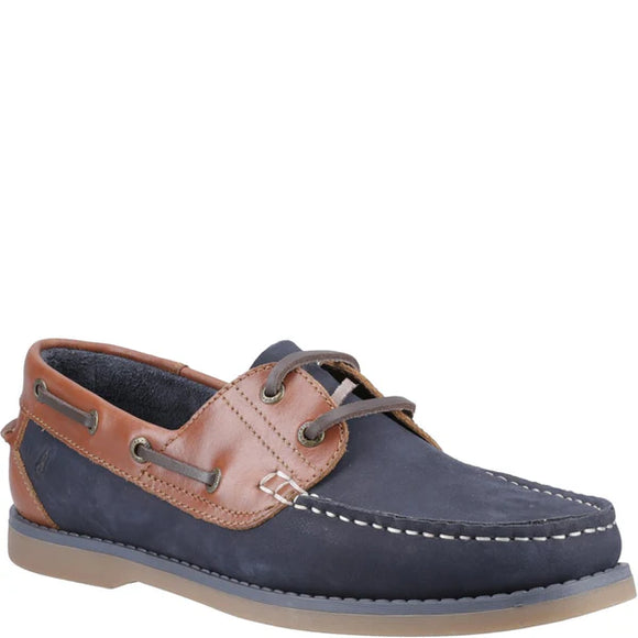Hush Puppies | Wilson Leather Boat Shoe | Navy / Tan