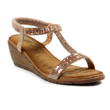 Macie Wedge Sandal | Rose Gold