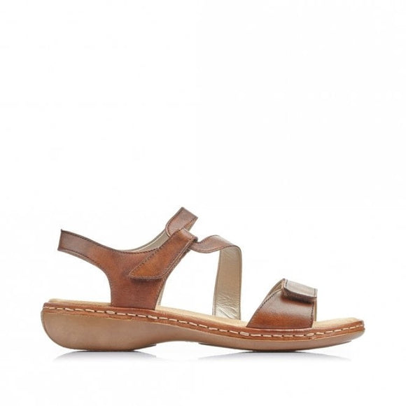Rieker 659C7 Flat Leather Sandal | Brown