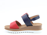 Heavenly Feet | Pistachio Low Wedge Sandal | Navy/Red