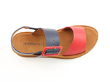 Heavenly Feet | Pistachio Low Wedge Sandal | Navy/Red