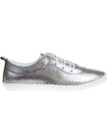 St Ives | Leather Plimsoll | Metallic Silver