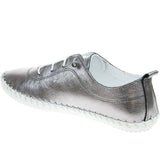 St Ives | Leather Plimsoll | Metallic Silver