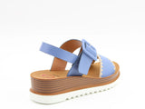 Heavenly Feet | Anya Low Wedge Sandal | Blue