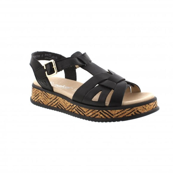 Rieker W0853 | Wedge Sandal | Black