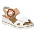 Rieker 67476 | Wedge Sandal | Apricot & White