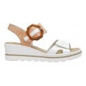 Rieker 67476 | Wedge Sandal | Apricot & White