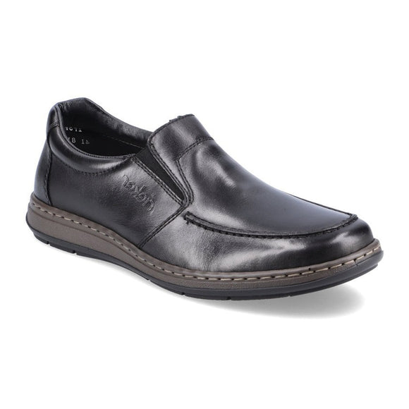 Wide Fit Leather Slip On Shoe | 17370-00 | Black