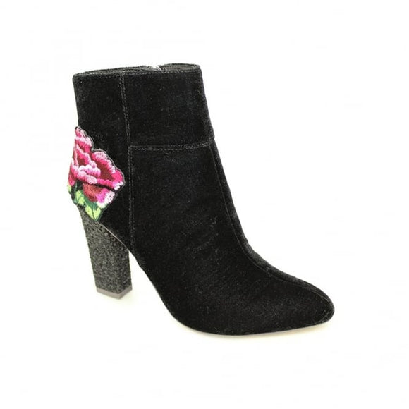 Jade Embroidered Glitter Boot | Black