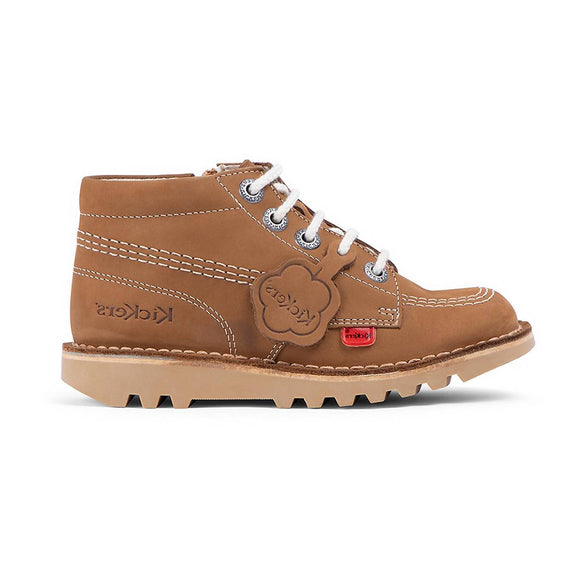 Kickers Unisex Kick Hi Junior Boot | Tan Leather