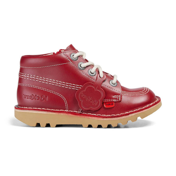 Kickers Kick Hi Unisex Junior Leather Boot | Red