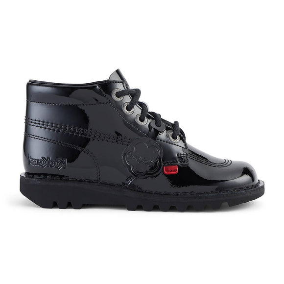 Kickers Youth Kick Hi Patent Leather Boot | Black