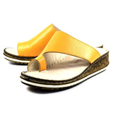Shore Leather Slip On Sandal | Mustard