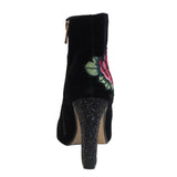 Jade Embroidered Glitter Boot | Black